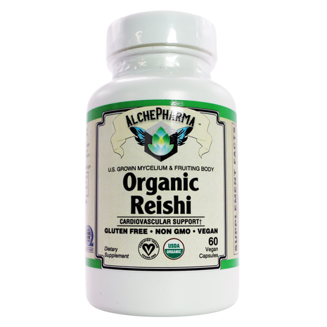 Reishi Organic Mushroom (Ganoderma lucidum) derived from mycelium and fruiting body-Vitamins & Supplements-AlchePharma
