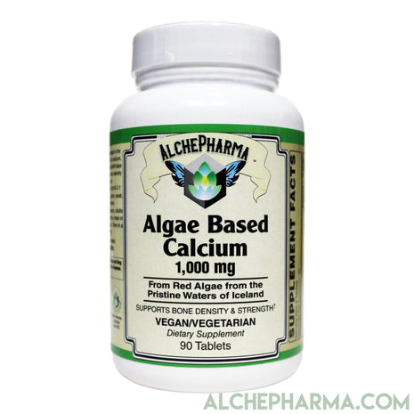 Algae Base Calcium ( Elemental, Vegan ) 1000 mg per 3 tablets Featuring Aquamin®, a premium trademarked source of Icelandic mineralized red algae-Minerals-AlchePharma