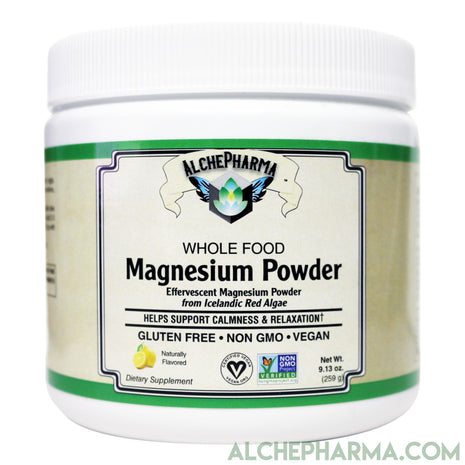 Magnesium Powder from Whole Food ( Icelandic Red Algae) Effervescent, Certified Vegan-Minerals-AlchePharma