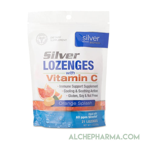 Silver Biotics Brand Silver Lozenges with Vitamin C Orange Splash