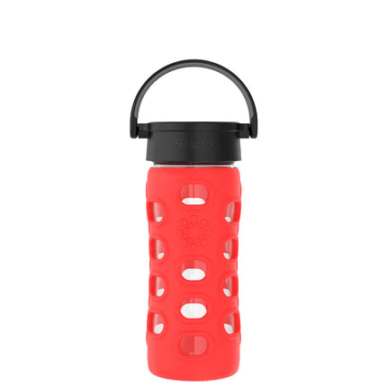 12oz Glass Water Bottle with Silicone Sleeve and Black Screw-Top Cap-Water Bottle-AlchePharma