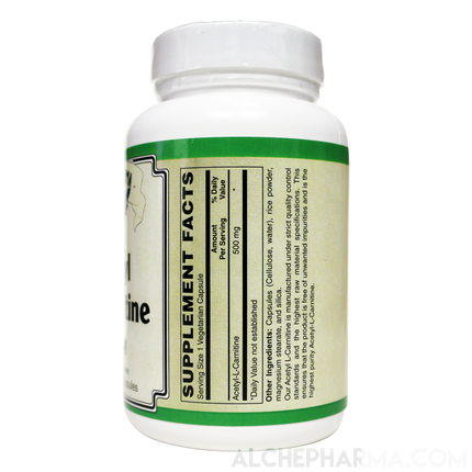 Acetyl L-Carnitine- 500 mg Vegetarian Capsules ( Sourced from Sigma-Tau Health Sciences )-Amino Acid-AlchePharma