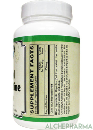 Acetyl L-Carnitine 500 mg Vegetarian Capsules-AlchePharma-30 Veg Caps-AlchePharma