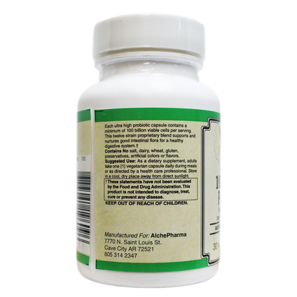 AlchePharma 100 Billion Ultimate Survival Probiotic with Bio-Enhanced Acid Resistant Strains (B.E.A.R.S.) and FiberAid® Prebiotic-probiotics-AlchePharma