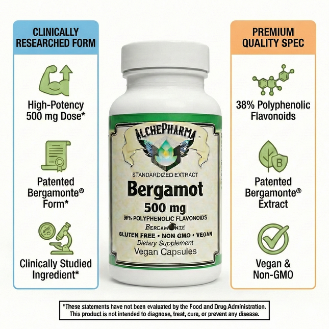 AlchePharma Bergamonte 500 mg high-potency extract capsules