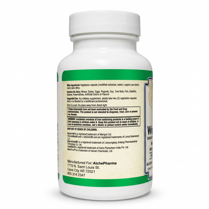 AlchePharma Advanced Women's Multi label design with AlchePharma branding and green label