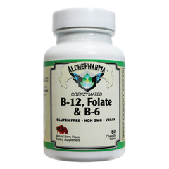 AlchePharma Coenzymated B-12, Folate & B-6: Bioactive Energy & Methylation Support (Chewable Tablets)-Vitamins & Supplements-AlchePharma