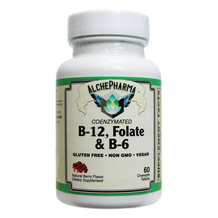 AlchePharma Coenzymated B-12, Folate & B-6: Bioactive Energy & Methylation Support (Chewable Tablets)-Vitamins & Supplements-AlchePharma