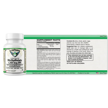 AlchePharma Coenzymated Methylfolate with Magnafolate®C | 1,360 mcg DFE-Vitamin-AlchePharma