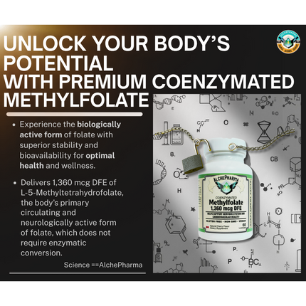 AlchePharma Coenzymated Methylfolate with Magnafolate®C | 1,360 mcg DFE-Vitamin-AlchePharma