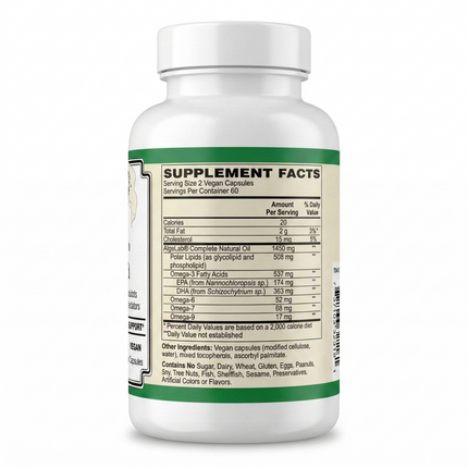 AlchePharma Complete Vegan Omega: Full-Spectrum Algae Oil with AlgaLab® Polar Lipids-AlchePharma