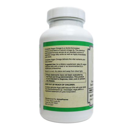 AlchePharma Complete Vegan Omega: Full-Spectrum Algae Oil with AlgaLab® Polar Lipids-AlchePharma