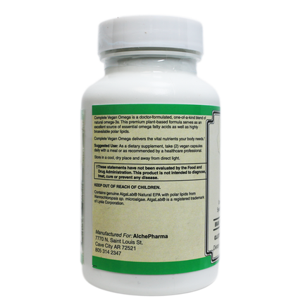 AlchePharma Complete Vegan Omega: Full-Spectrum Algae Oil with AlgaLab® Polar Lipids-AlchePharma