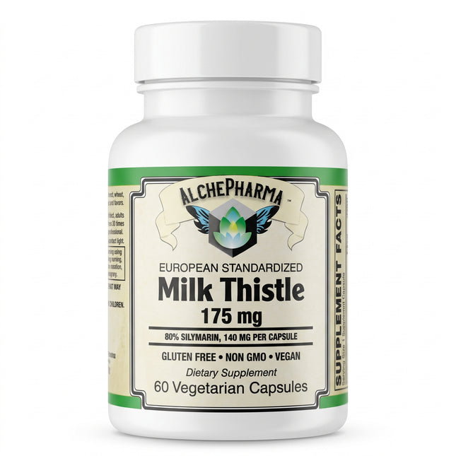 AlchePharma European Standardized Milk Thistle 175 mg: A Synergistic Complex-Herb-AlchePharma