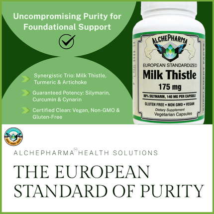 AlchePharma European Standardized Milk Thistle 175 mg: A Synergistic Complex-Herb-AlchePharma
