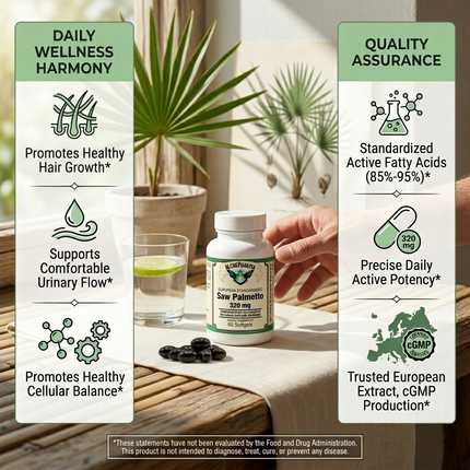 AlchePharma™ European Standardized Saw Palmetto | 320mg High-Potency Extract (85%-95% Fatty Acids)-Herb-AlchePharma
