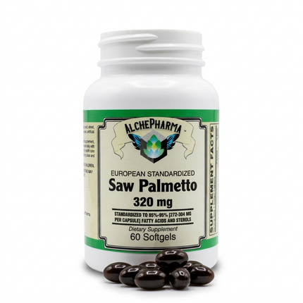 AlchePharma™ European Standardized Saw Palmetto | 320mg High-Potency Extract (85%-95% Fatty Acids)-Herb-AlchePharma