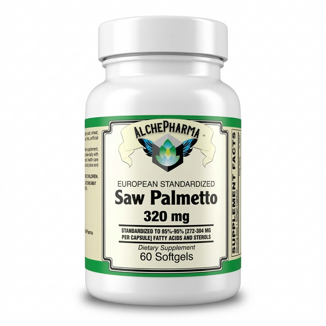 AlchePharma™ European Standardized Saw Palmetto | 320mg High-Potency Extract (85%-95% Fatty Acids)-Herb-AlchePharma