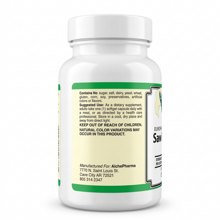 AlchePharma™ European Standardized Saw Palmetto | 320mg High-Potency Extract (85%-95% Fatty Acids)-Herb-AlchePharma