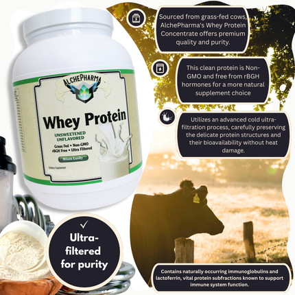 AlchePharma Grass-Fed Whey Concentrate - Unflavored-Protein Powders-AlchePharma