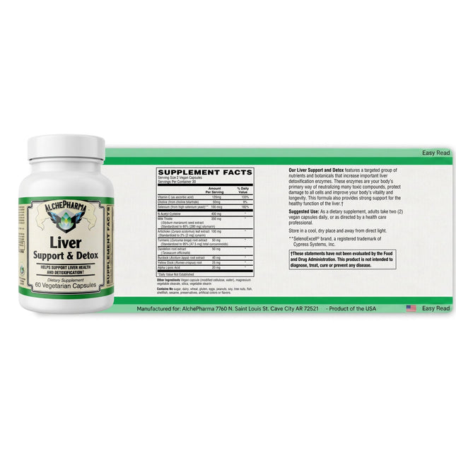 AlchePharma Liver Support & Detox with NAC and Milk Thistle-Liver Support-AlchePharma