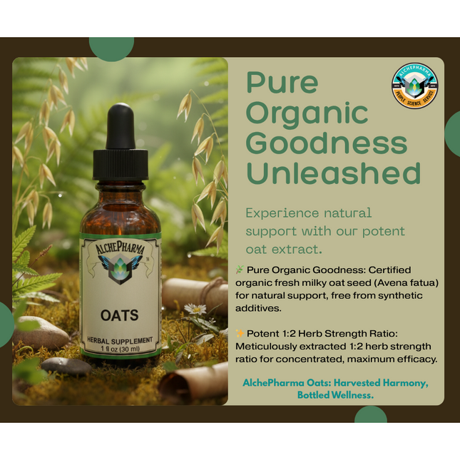 AlchePharma Organic Fresh Milky Oats (Avena fatua) - Potent 1:2 Liquid Extract-Herb-AlchePharma