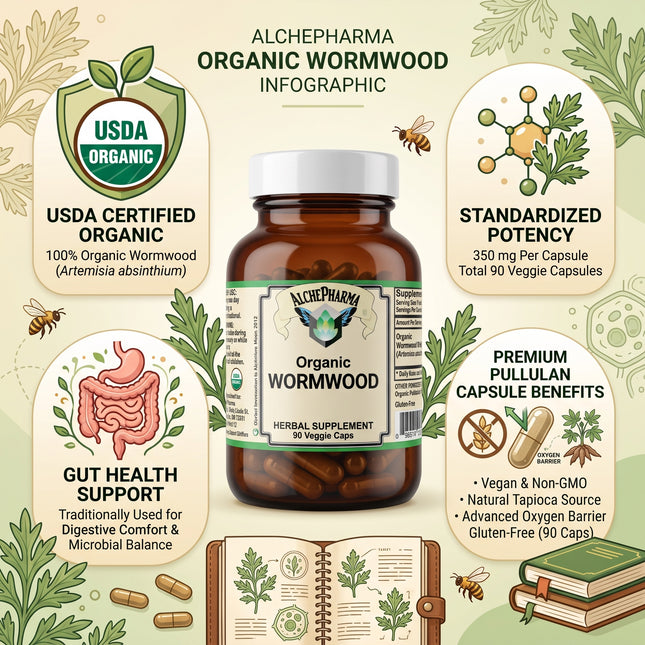 AlchePharma - Organic Wormwood (Artemisia absinthium)-Herbal Supplement-AlchePharma