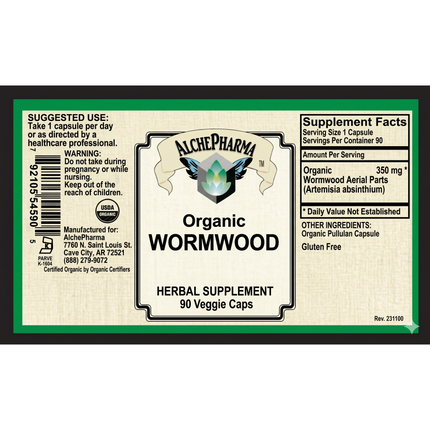 AlchePharma Organic Wormwood herbal supplement capsules