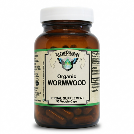 AlchePharma Organic Wormwood Artemisia absinthium supplement bottle