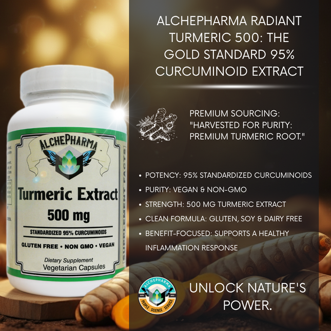 AlchePharma Radiant Turmeric 500: The Gold Standard 95% Curcuminoid Extract-Anti_Inflammatory-AlchePharma