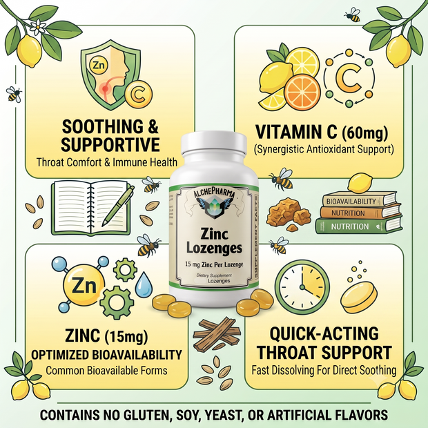 AlchePharma Zinc Lozenges bottle