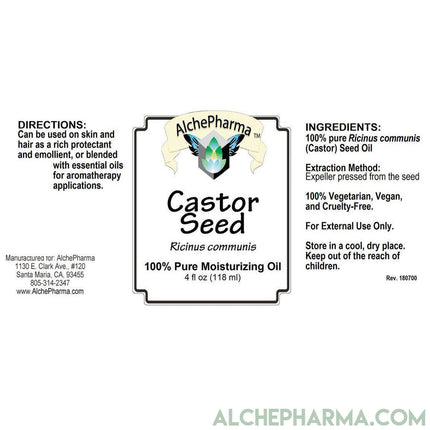 Castor Seed/Bean Oil ( Ricinus Communis ) - Diverse Oil with Multiple Uses, 100% Pure, No added Ingredients-Hair Skin Nails-AlchePharma