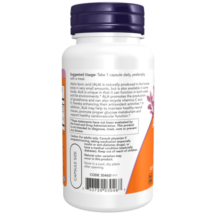 Alpha Lipoic Acid, Extra Strength 600 mg Veg Capsules-Antioxidants-AlchePharma