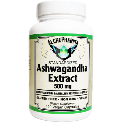 Ashwagandha Extract Capsules Standardized to 7% Withanolides, Vegan-Ayurvedic-AlchePharma