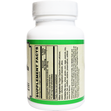 Ashwagandha Extract Capsules Standardized to 7% Withanolides, Vegan-Ayurvedic-AlchePharma