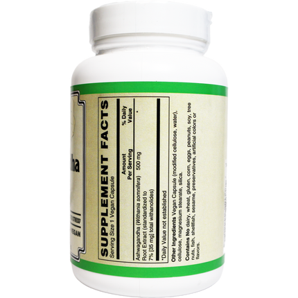 Ashwagandha Extract Capsules Standardized to 7% Withanolides, Vegan-Ayurvedic-AlchePharma