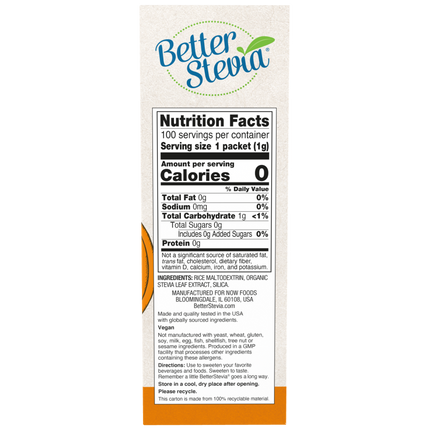 BETTER STEVIA ORIGINAL PACKETS 100/BOX-Natural Foods-AlchePharma