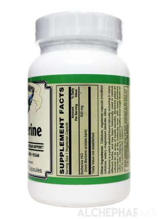 Berberine HCL 500 mg ( NON GMO • VEGAN • GLUTEN FREE ) from Berberis aristata bark-Herb-AlchePharma