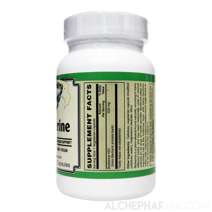 Berberine HCL 500 mg ( NON GMO • VEGAN • GLUTEN FREE ) from Berberis aristata bark-Herb-AlchePharma