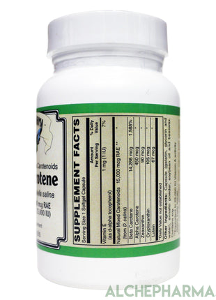 Beta Carotene Patented Betatene®, 100% Natural Mixed carotenoids (Dunaliella Salina) Micro Algae-Anti-Oxidant-AlchePharma