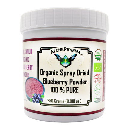 Blueberry Powder Organic Spray Dried 100% Pure 250 Grams-Super Foods-AlchePharma