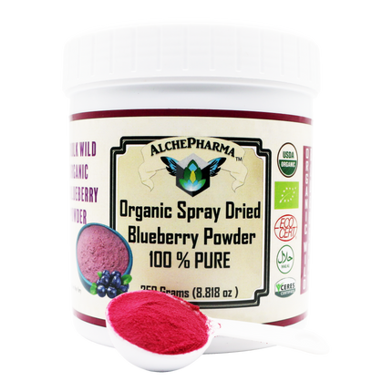 Blueberry Powder Organic Spray Dried 100% Pure 250 Grams-Super Foods-AlchePharma