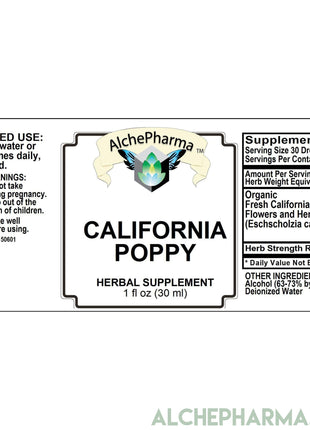California Poppy Tincture From Organic Flowers ( True Eschscholzia Californica )-Herb-AlchePharma