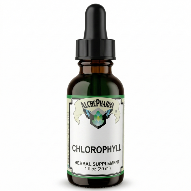 Chlorophyll from Mulberry Leaf as Sodium Copper Chlorophyllin ( 2mg copper per 15 drops) w/ Peppermint Essential Oil-Herbal-AlchePharma