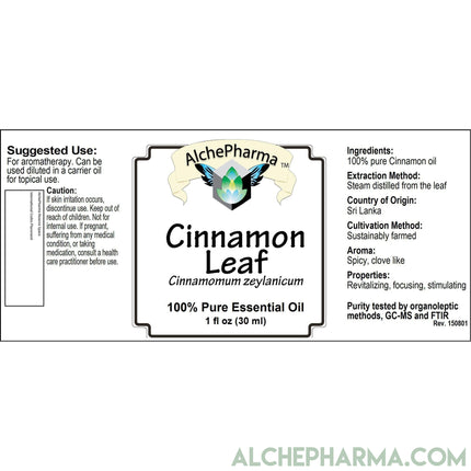 Cinnamon Leaf 100% Pure Essential Oil ( Country of Origin, Sri Lanka ) - Cinnamomum Zeylanicum )-Essential Oils-AlchePharma