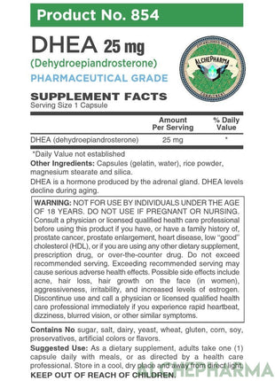 DHEA ((Dehydroepiandrosterone) Pharmaceutical Grade 25 mg.-Hormones-AlchePharma