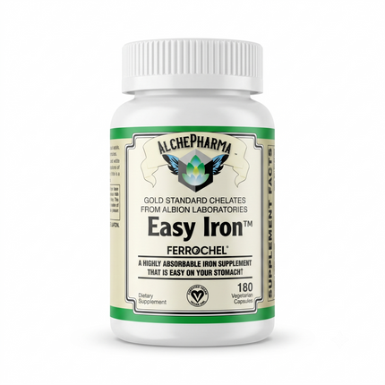 Easy Iron Vegan ( Patented Ferrochel®, iron bisglycinate ) Capsules-Mineral-AlchePharma