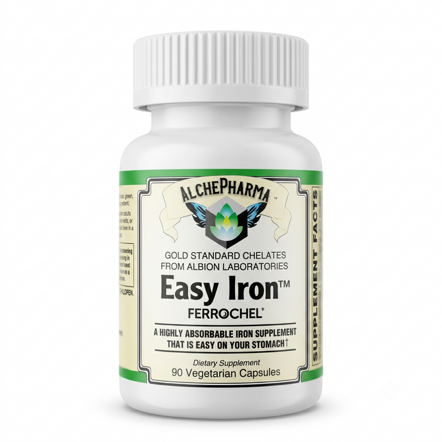 Easy Iron Vegan ( Patented Ferrochel®, iron bisglycinate ) Capsules-Mineral-AlchePharma