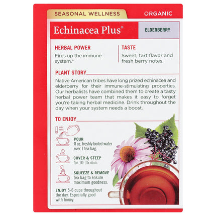 Echinacea Plus Tea - Elderberry, Organic-Herbal Teas-AlchePharma