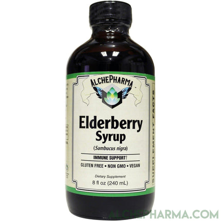 AP Elderberry Syrup Using Organic Elderberries, 6400mg. per Serving, Rich in Anthocyanins,12 Servings per Bottle, Glucose and Fructose Free, Vegetable Glycerin Base - AlchePharma